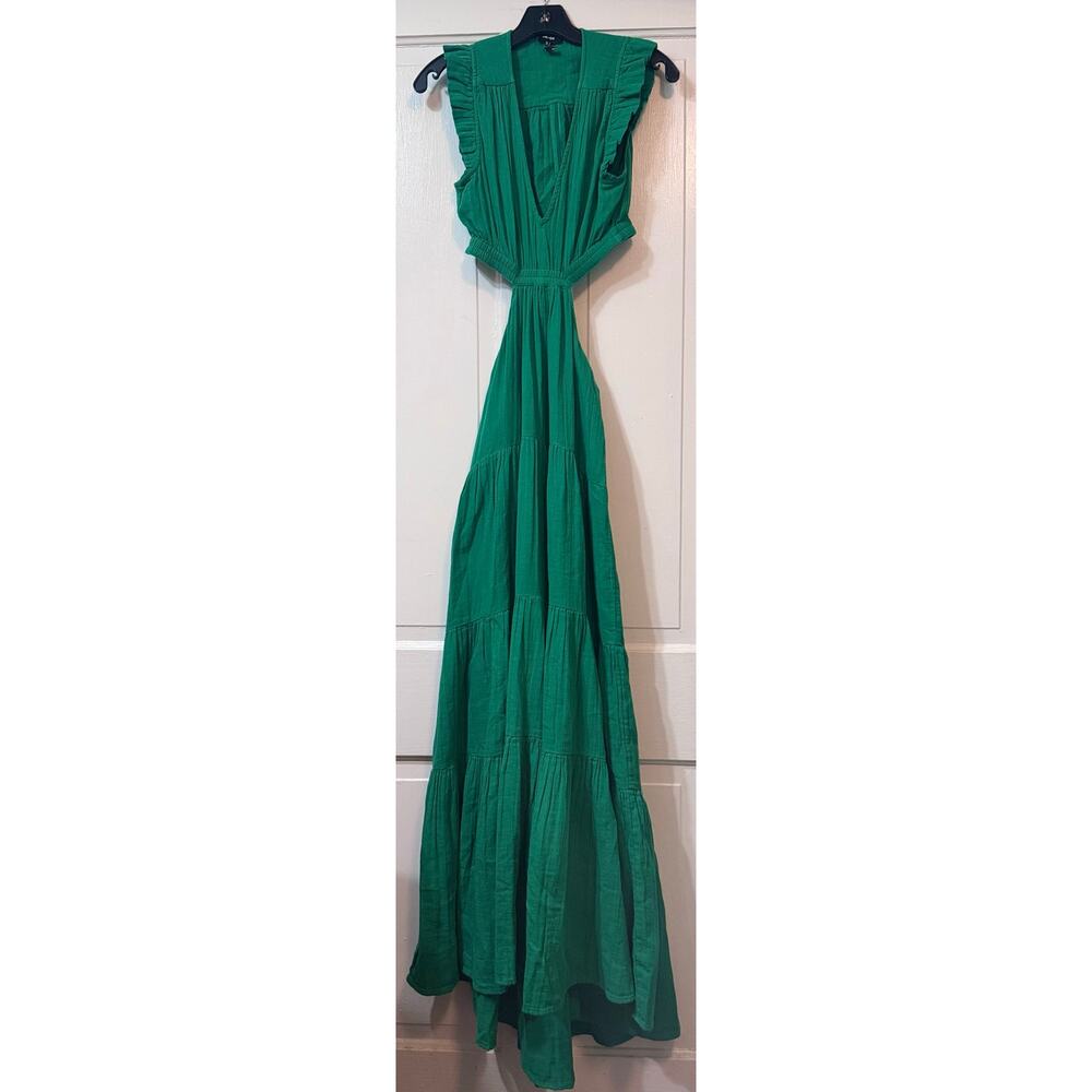 ME+EM Emerald Green Maxi Dress with V-Neck and Cutout Waist - Picture 4 of 16